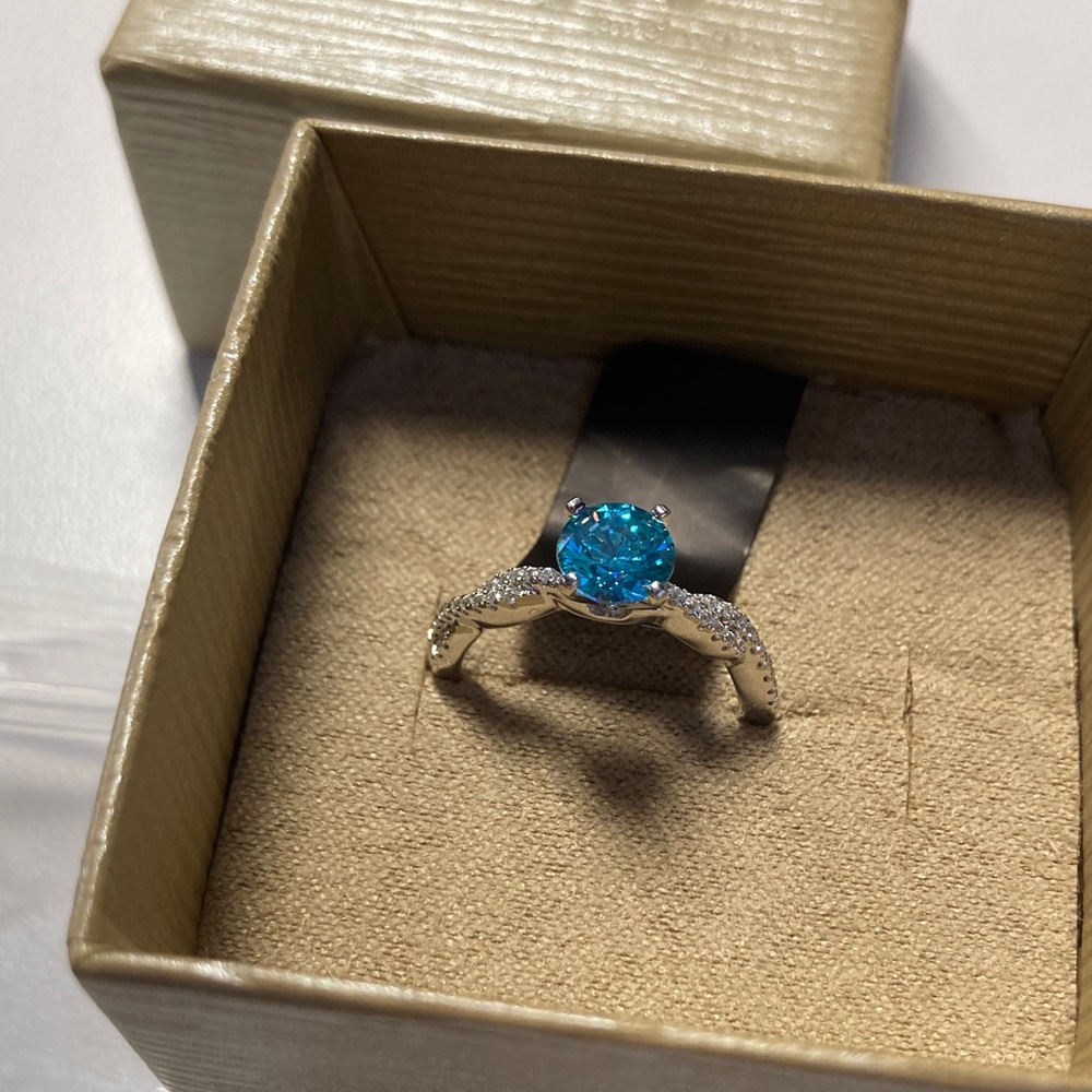 NWT size 7 JTV sterling silver blue gem ring - Picture 6 of 8